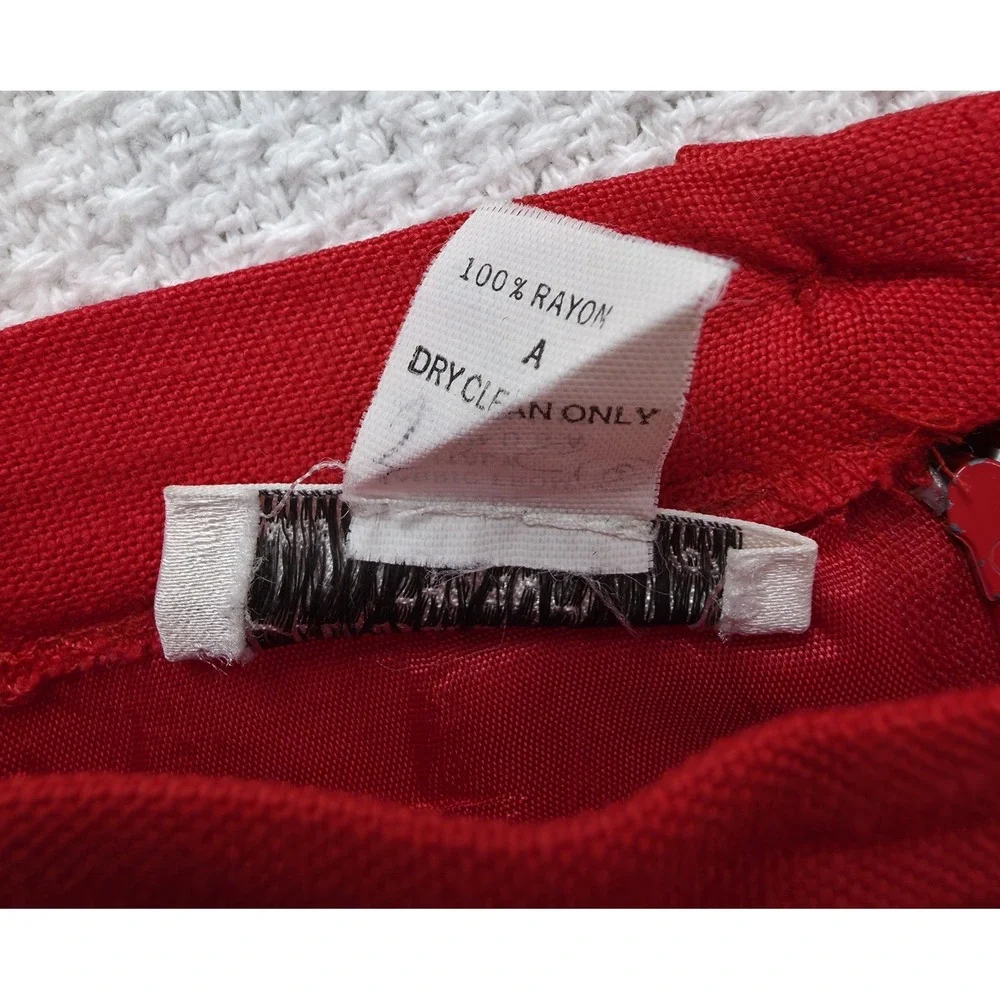 Christian Dior The Suit Women's 12 Red Rayon Blazer Skirt 2Pc Set Vintage